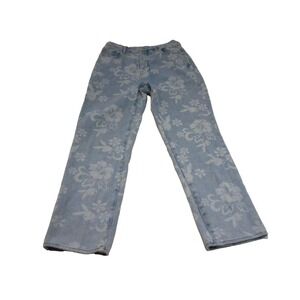 Pacsun Jeans Womens 28 Blue Denim Playboy Bunny Floral AOP Light Wash Button Fly
